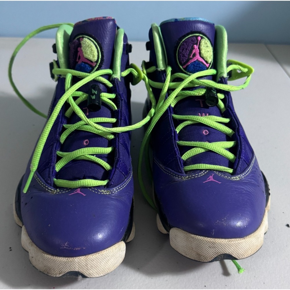 Air Jordan 6 Rings Size 8  Bel Air Purple on Green W/Lace Toggles Classic Casual